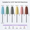 MelodySusie 6Pcs Polish Pedicure Nail Drill Bits with 16 Holes Bits Holder Set, Silicone Rubber Drill Bit for Pedicure Manicure Gel Grinding and Polishing, Purple