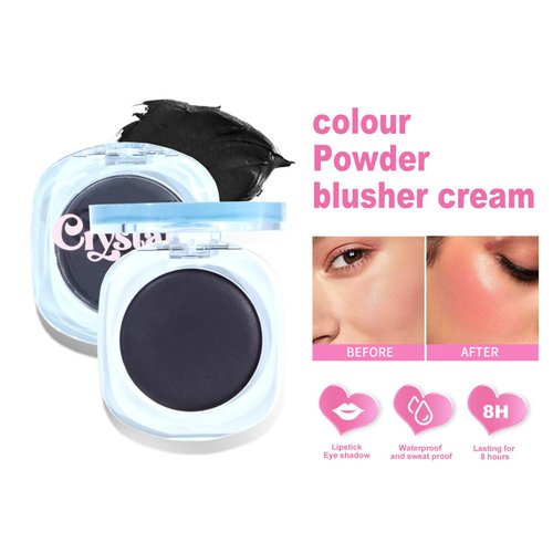 Black Cream Blush, Color Changing Blush for Cheeks and Lips Tint Makeup, Black Blush PH Temperature Changing Tinted Cream Blush Long Lasting Blendable Dewy & Natural Finish for All Skin Tones