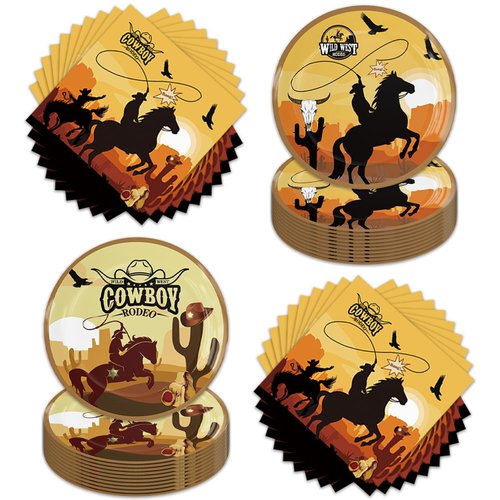 40pcs west cowboy Birthday Party Supplies-west cowboy Party Decorations Tableware For Kids, Plate, Napkin Party Decorations Dinnerware