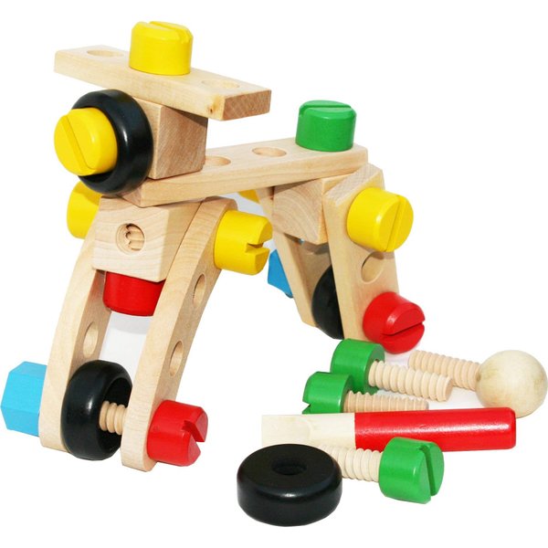 TOWO Wooden Nuts and Bolts Set Building Blocks Construction Kit 31 Pieces Travel Toy- Model Building Tool Kits for Kids -Toys Building Tools for 4 Years Old-Compatible with TOWO Bench Chair Set