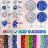 Silver and Purplish Blue Holographic Chunky Glitter Cosmetic Body Hair Face Eye Nail for Festival Carnival Concert Beauty Rave Accessories Different Shapes 4 Pots 32g/1.12oz+ Quick Dry Primer Glue Gel