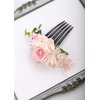 Kercisbeauty Blush Pink Rose Hair Comb Leaf Headpiece Wedding Bridal Side Headpiece Vinage Hair Dress Boho Hair Comb Women Girls Festival Party Carnival Headpiece