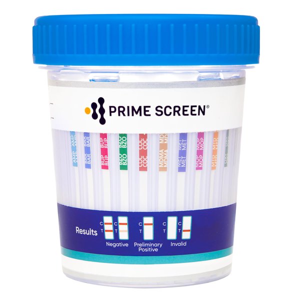 Prime Screen® Multi-Drug Urine Test Cup - 12 Panel drug test - Instant Testing Marijuana (THC),OPI,AMP, BAR, BUP, BZO,COC, mAMP, MDMA, MTD, OXY, PCP - [5 Pack]