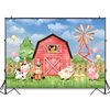 Avezano Farm Birthday Backdrop for Kids Pink Barn Farm Girls Birthday Party Decorations Cartoon Farm Animals Baby Shower Photography Background Cake Table Banner (7x5ft)