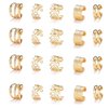 20 PCS Gold Hair Jewelry for Braids with Crystal Rhinestone Dreadlock Braid Clips Non-Piercing Ear Cuffs Clip Jewelry for Women Men Hair Accessories Braids