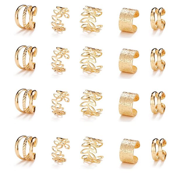 20 PCS Gold Hair Jewelry for Braids with Crystal Rhinestone Dreadlock Braid Clips Non-Piercing Ear Cuffs Clip Jewelry for Women Men Hair Accessories Braids