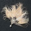 GENBREE Peacock Hair Clip 1920s Feather Hair Piece Crystal Headband Prom Party Head Accessories for Women and Girls