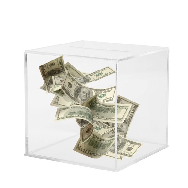 H&W Clear Piggy Bank for Adults Kids, Acrylic Coin Bank for Boys Girls to Saving Money Cash Coin, Must Break to Access Money, Perfect Size, 4.72''