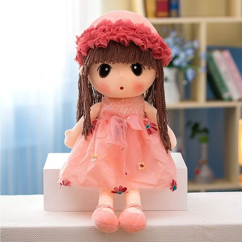 Tvoip Tulle Skirt Princess Plush Toy Phial Dolls Children Girls Doll Cute Little Girl Dolls, 18 Inch (Pink)