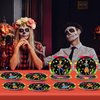 Qyeahkj 48PCS Day of the Dead Skull Party Plate 7 Inch Sugar Skull Paper Dinner Plates Dia De Los Muertos Party Decorations Mexican Fiesta Tableware for Carnival Holiday Mexican Theme Party Supplies