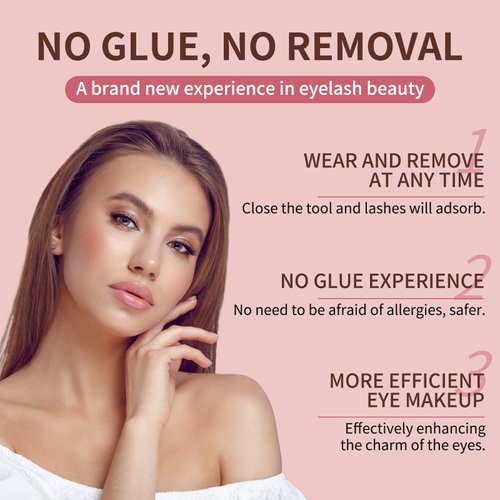 Magnetic Eyelashes, Reusable Dual Magnetic Lashes without Eyeliner, Natural Look Magnetic Eyelashes with Applicator, Soft Magnets False Eyelashes, No Glue & No Makeup Remover, Sweet Cat