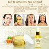 Turmeric Face Clay Mask & Turmeric Oil skincare kit, Vitamin C Deep Cleansing Facial Mask Overnight Face Mask for Pores,Turmeric Face Oil for Dry Skin, Turmeric Face Serum Dermaplaning Oil