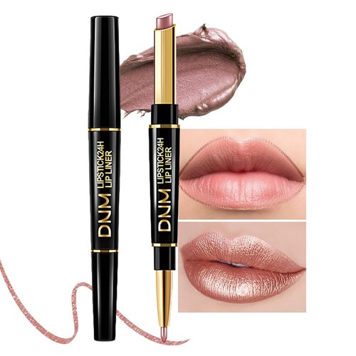 Brown Metallic Lip Liner and Lipstick Combination DNM Women's Lipstick, Lip Liner, Lip Gloss, Long-Lasting Waterproof, Cruelty-free 24 Hour Lipstick and Lip Liners Combo Lipliners Pencil Set 18#