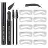 Eye-Brow Stamp Stencil Kit, Waterproof Brow Stamp Shaping Kit Eyebrow Definer, Eyebrow Filling Powder Stamp, Eye Brow Stamping Kit with 10 Eyebrow Stencils, 2 Eyebrow Brushes for Women (Black)