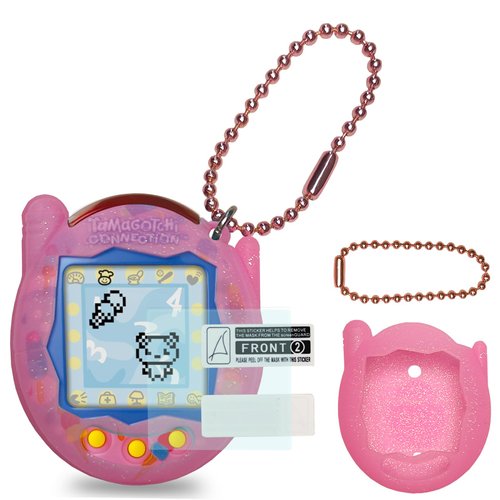 JCHPINE Silicone Cover Case for Tamagotchi Connection Virtual Reality Pet, Screen Protector for Tamagotchi Connection Electronic Pet Accessories (Silicone Case and Screen Film) (Pink)