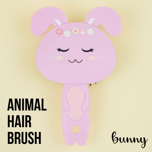 Forever 21 Hairbrush - 1pc Cute Animal Character Hairbrush, Comfort & Control Cushion Hair Brush w/Gentle Bristles, Cushion Base, and Animal Ears (BUNNY)