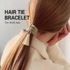 Hair Tie Bracelets for women Thick Curly Hair, 8mm Thick Ponytail Holders Hair Ties with Gold Charm Cute Elastic Hair Bands for Girls Soft No Slip Stretchy Hair Ties Scrunchies for High Pony tails