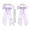 AOREAS 3Pcs Hair Bows for Women Soft Silky Stain Bow Hair Clips with Long Tail,Apricot Black Bow Alligator Hair Ribbon Accessories Party Wedding Prom Daily Wearing (Pink+Purple+White)