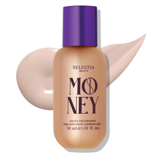 SELESTIA BEAUTY Matte Foundation Money - Long-Lasting Makeup Foundation with Flawless & Buildable Coverage - Liquid Foundation for All Skin Types - Perfect Women's Gifts for Christmas (Ivory)