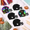 64 Pcs Football Scratch Paper Football Helmet Scratch Cards Ornaments with Wooden Stylus and Ribbons Color Your Own Football for DIY Crafts Painting Football Classroom Party Supplies