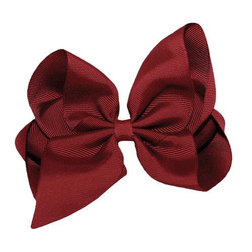 WD2U Girls 6" Classic Style Boutique Grosgrain Hair Bow French Clip Barrette (Burgundy Red)
