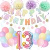 BRT Bearingshui 13th Birthday Decorations for Girls Boys, 40 Inch Rainbow Gradient Number 13 Balloon, 13th Birthday Balloon, Happy Birthday Banner, Children’s 13th Birthday Party Supplies