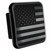 American Black Metal Flag Trailer Hitch Cover - Patriotic Flag Plug (Black, Fits 2'' Receivers)