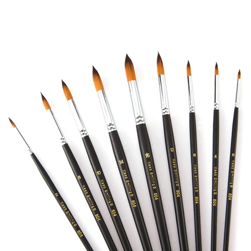 9 Pcs Pointed Round Long Handle Artist Paint Brush Set, Quality Synthetic Hair and Wooden Handle for Acrylic Watercolor Oil Painting, Great for Beginners and Professionals