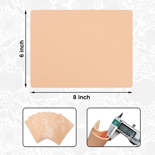 FTOYIN 8PCS Fake Skin Tattoo Practice Skin - 6×8" Realistic Double Sided Tattoo Skin with 3mm Thickness, Ideal for Beginner and Pro Tattoo Artists - Soft Skin with Realistic Feel, Tattoo Supplies