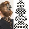 4Pcs Checkered Hair Claw Clips, Non-Slip Hair Jaw Clips for Thick, Thin, Curly, Straight, Long Hair, Simple Style Black and White Square Claw Clips, Women's Hair Accessories