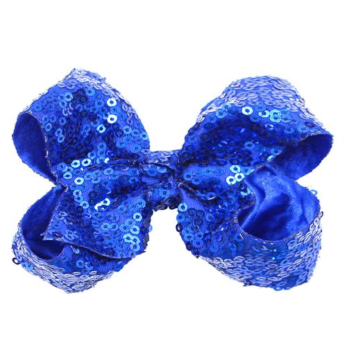 Xansema Hair Bows for Girls, 4 Inches Sequins Bows Alligator Hair Clip Hair Barrettes Accessories for Women Teens Girls Kids (Deep Blue)