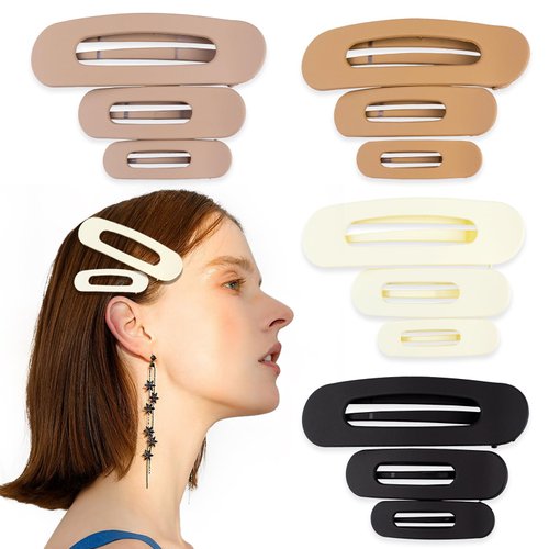 Giata 12 PCS Flat Hair Clips for Women, Thick and Small Sizes, Perfect for Thin or Thick Hair, Matte Cute Banana Clips, Brown, Neutral Color (Flat hairpin)