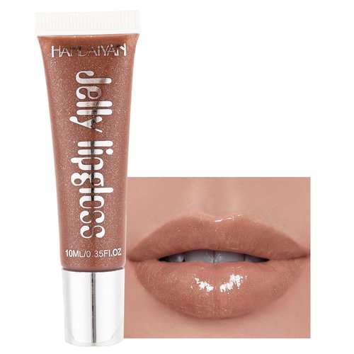 BEUKING Jelly Lipstick Mirror Candy Color Waterproof Makeup Long Lasting High Pigment Long-term Moisture Lip Tint Rich Color Moisturizer Liquid Lip Gloss for Lip Makeup (12# Coffee)