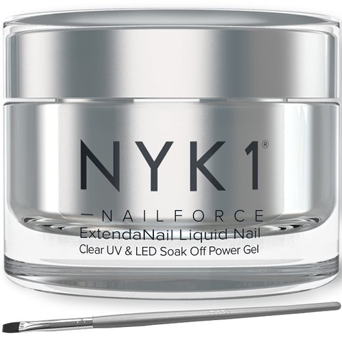 Strengthening Nail Builder Gel For Nails (.5 Fl Oz / 15ml) NYK1 NailForce Gel Builder For Nails Fix Split Broken Nail Strengthener - Clear Polygel Nail Gel Builder UV Gel and LED Hard Gel For Nails