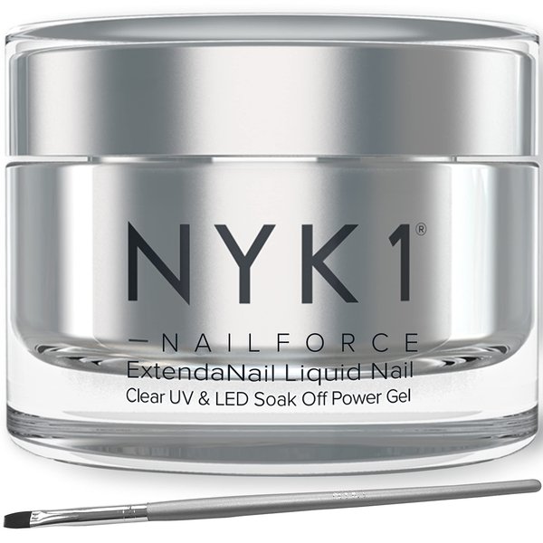 Strengthening Nail Builder Gel For Nails (.5 Fl Oz / 15ml) NYK1 NailForce Gel Builder For Nails Fix Split Broken Nail Strengthener - Clear Polygel Nail Gel Builder UV Gel and LED Hard Gel For Nails