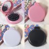 Saycker 3pcs Portable Folding Hair Brush with Mirror,Foldable Travel Mirror Hair Brushes Round Pocket Hair Brush Mini Hair Massage Comb Compact Hair Brush for Men Women and Girls(Black+White+Pink)