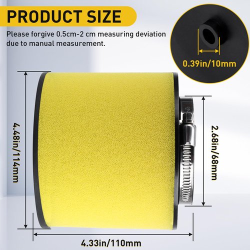 Foreman 450 Air Filter Replacement for Honda Rancher 350 TRX350FE TRX350TM TRX350TE Rancher 400 TRX400FA TRX400FGA Foreman 450 400TRX400FW TRX450S TRX450FE 2000-2006 17254-HN5-670 ATV,Yellow