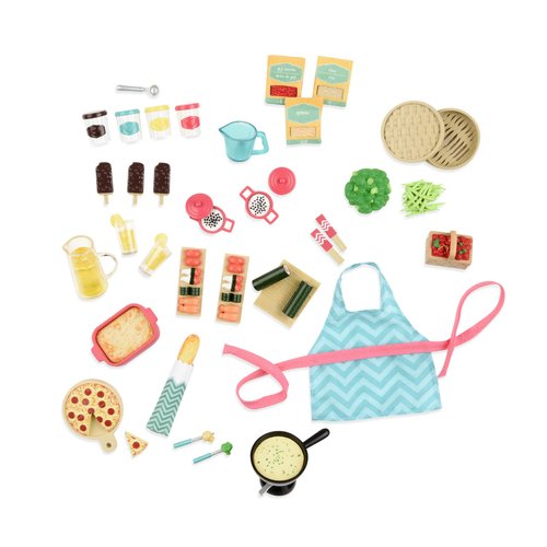 Lori – Play Food for Mini Dolls – Cooking Accessories for 6-Inch Dolls – Pizza, Sushi, Dessert – Dollhouse Set for Kids – 3 Years + – Gourmet Market