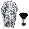 FEBSNOW Professional Hair Cutting Cape with Neck Duster Brush, Salon Barber Cape, Hair Cutting Accessories (White Floral Print)