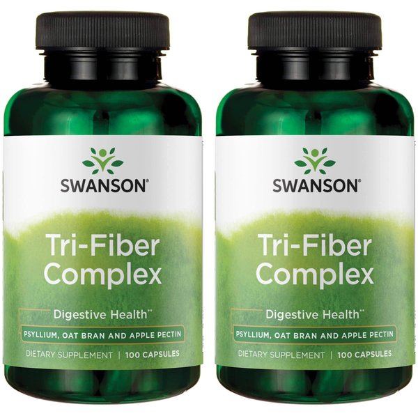 Swanson Tri-Fiber Complex - Made with Psyllium, Oat Bran, & Apple Pectin - (100 Capsules) 2 Pack
