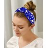 Wecoe 2 Pack Knotted Headbands Rhinestone Pearl Headband Women Girls Red Royal Blue Wide Headbands Non Slip Fashion Cloth Sparkly Diamond Beaded Headbands Hair Accessories For Women Girls Gifts