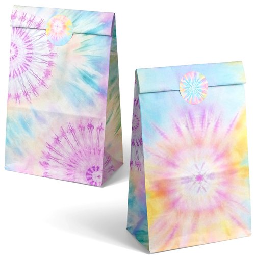 Outego Tie Dye Party Favor Bags Tie Dye Goodie Bags Tie Dye Party Favors for Kids Tie Dye Birthday Party Supplies