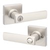 Kwikset Breton Entry Door Handle with Lock and Key, Secure Keyed Reversible Lever Exterior, For Front Entrance and Bedrooms, Satin Nickel , Pick Resistant Smartkey Rekey Security and Microban