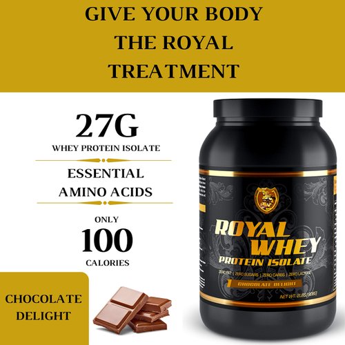 RSN Royal 100% Isolate Protein Powder | 27g Protein Isolate | 0 Sugar | 1g Carbs | 2 lbs | 30 Servings | Chocolate