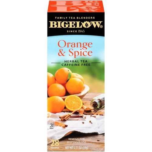 Bigelow Orange &amp; Spice Herbal Tea 28-Count Box (Pack of 1) Caffeine-Free Soothing Herbal Tea Swee...