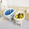 STOBOK Wicker Stroller Decoration Rattan Baby Shower Bassinet Baby Doll Stroller Woven Flower Basket Baby Shower Centerpiece Stroller for Baby Shower - blue