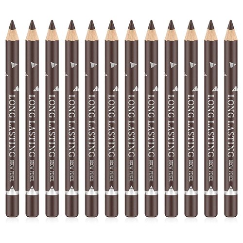 Go Ho 12 PCS Dark Brown Eyebrow Eyeliner Pencils Makeup Pen,Sweatproof Eye Brow Pencil,Long-lasting Nice Color Eyebrow Pen,Make up Brow Tint Pencils（Dark Brown）