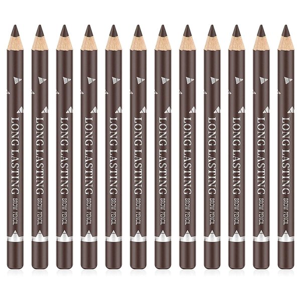 Go Ho 12 PCS Dark Brown Eyebrow Eyeliner Pencils Makeup Pen,Sweatproof Eye Brow Pencil,Long-lasting Nice Color Eyebrow Pen,Make up Brow Tint Pencils（Dark Brown）