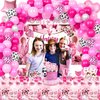 LXlucktim Disco Cowgirl Party Decorations, 128 Pcs Western Cowgirl Pink Horse Birthday Party Decorations Supplies for Girl - Backdrop, Toppers, Tablecloth, Centerpieces, Let's Go Girls Banner