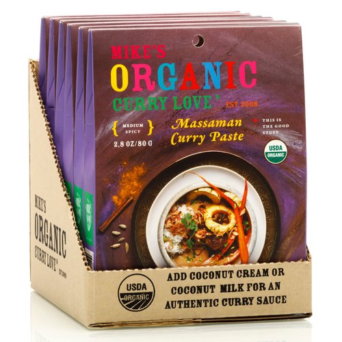 Organic Massaman Curry Paste - Authentic, Vegan, Dairy-Free, and Sugar-Free - Made in Thailand | 6 x 2.8 oz Pouches